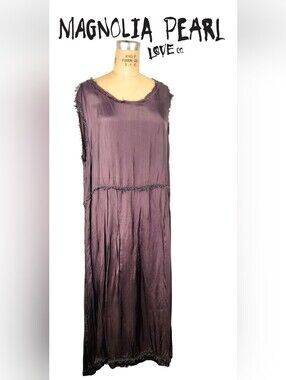 Magnolia Pearl Deep Eggplantish Black Silk Slip Dress